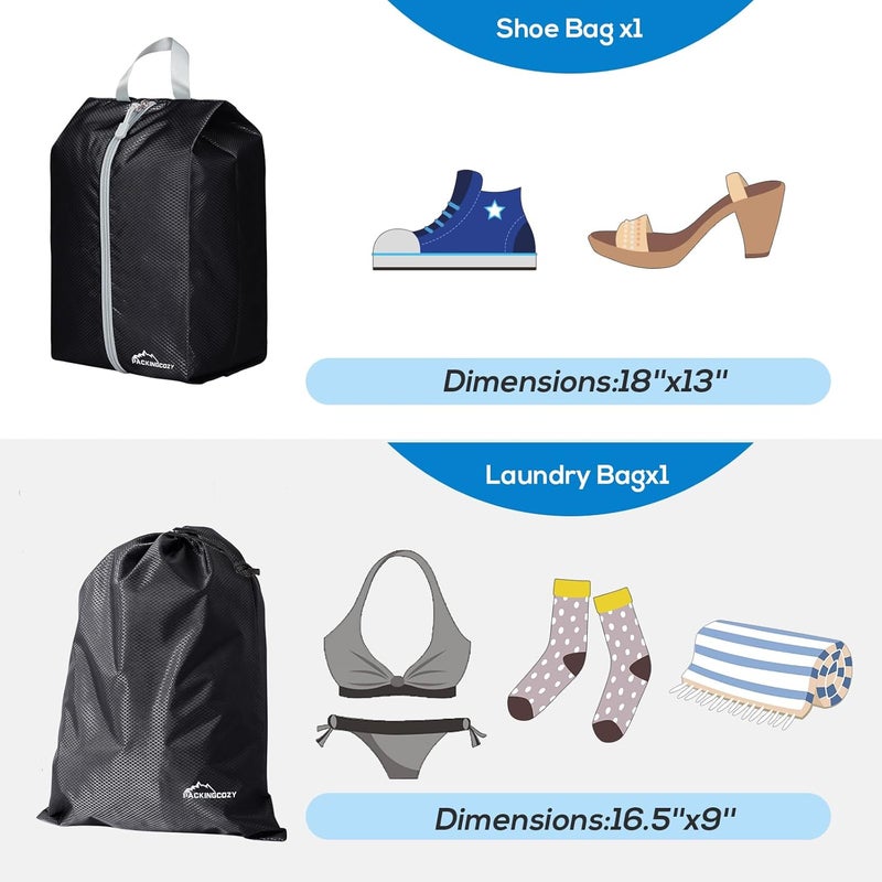 OPLEBEPE Compression Packing Cubes, 9 Set Packing Cubes for Travel Compression, Lightweight Compressible Package Organizer for Carry On and Suitcases, Black - Image 3